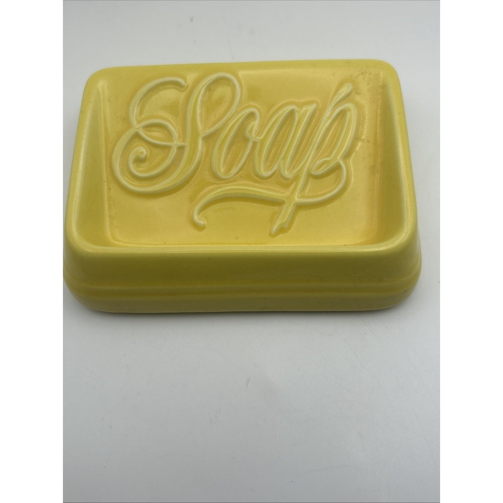 Hallmark Garden Collection Yellow Soap Dish Script Soap Raised Lettering Japan